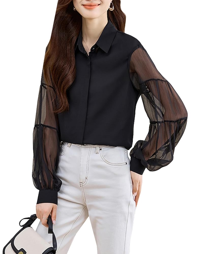 Amazon | [YAZHUE] シフォン シャツ レディース ブラウス